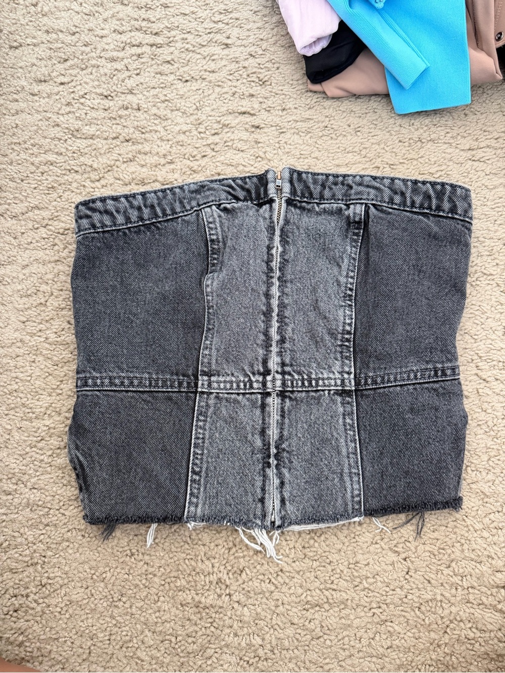 Women's Black Washed denim tube top